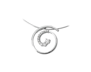 14k White Gold 0.50ctw Diamond Journey Swirl Pendant